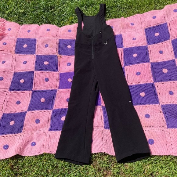 Vintage 70s Fera ski jumpsuit utility suit snow pants stirrup black 1970s - Picture 1 of 8